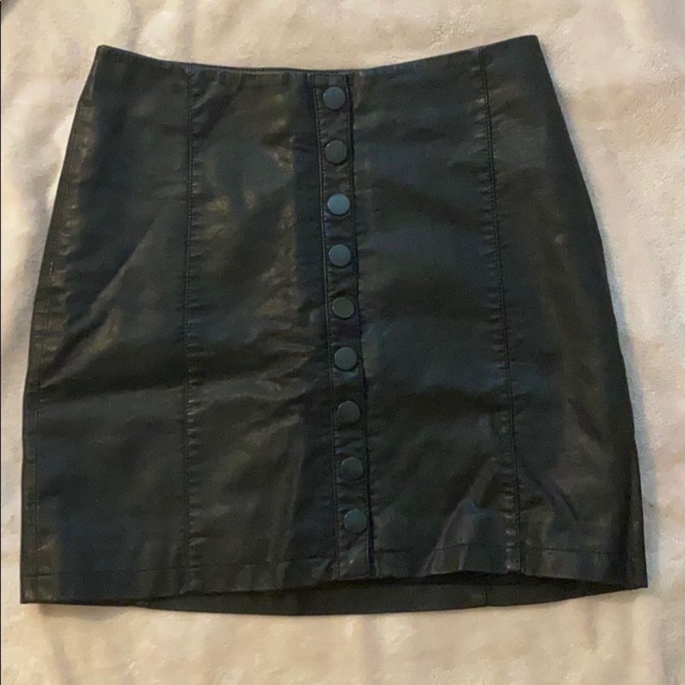 Free people button up leather mini skirt